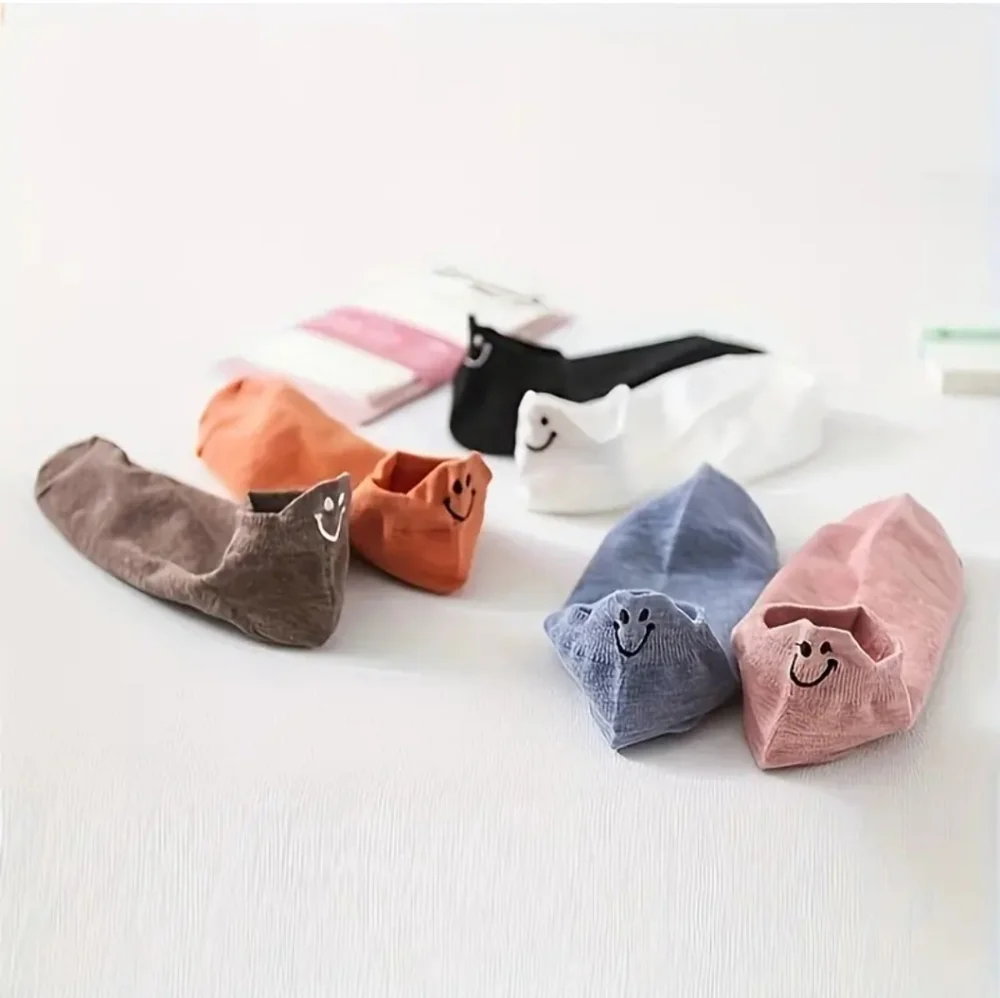 10 Pairs smiley face socks ankle socks solid multipack one size